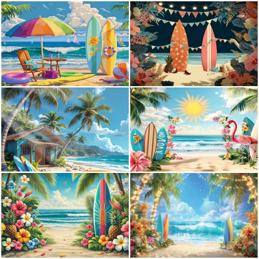 Outdoor Sport Background - Tło z motywem letnich desek surfingowych,